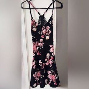 Almost Famous Black and Pink Floral Dress